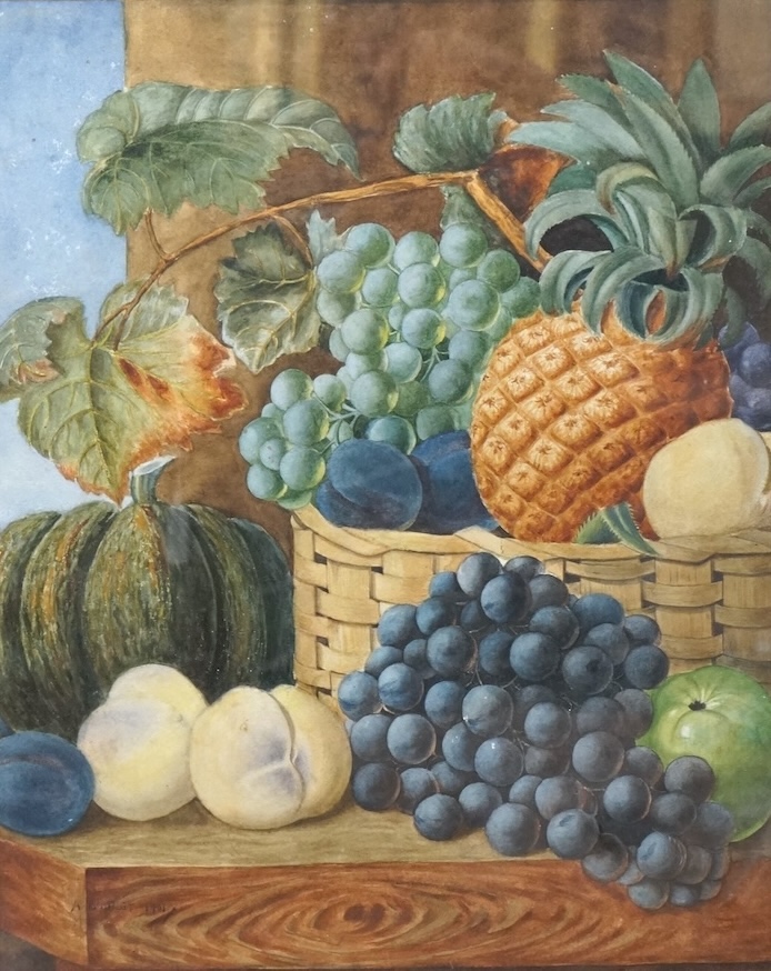 Giovanni Barbaro (AKA Arthur Dudley 1864-1915), Still life of fruit, signed and dated, watercolour, 47 x 37cm